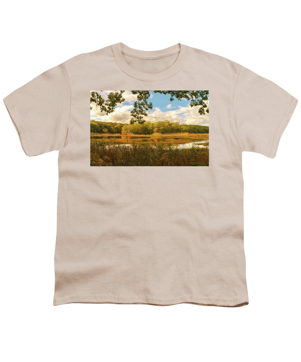 Fall Youth T-Shirt featuring the photograph Fall in the Marshland by Marianne Campolongo
