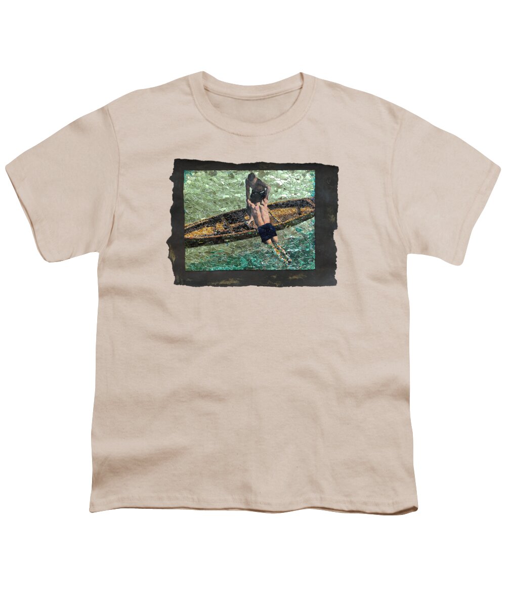 Glass Youth T-Shirt featuring the mixed media Fig. 132. Lifting unconscious victim into canoe. by Matthew Lazure