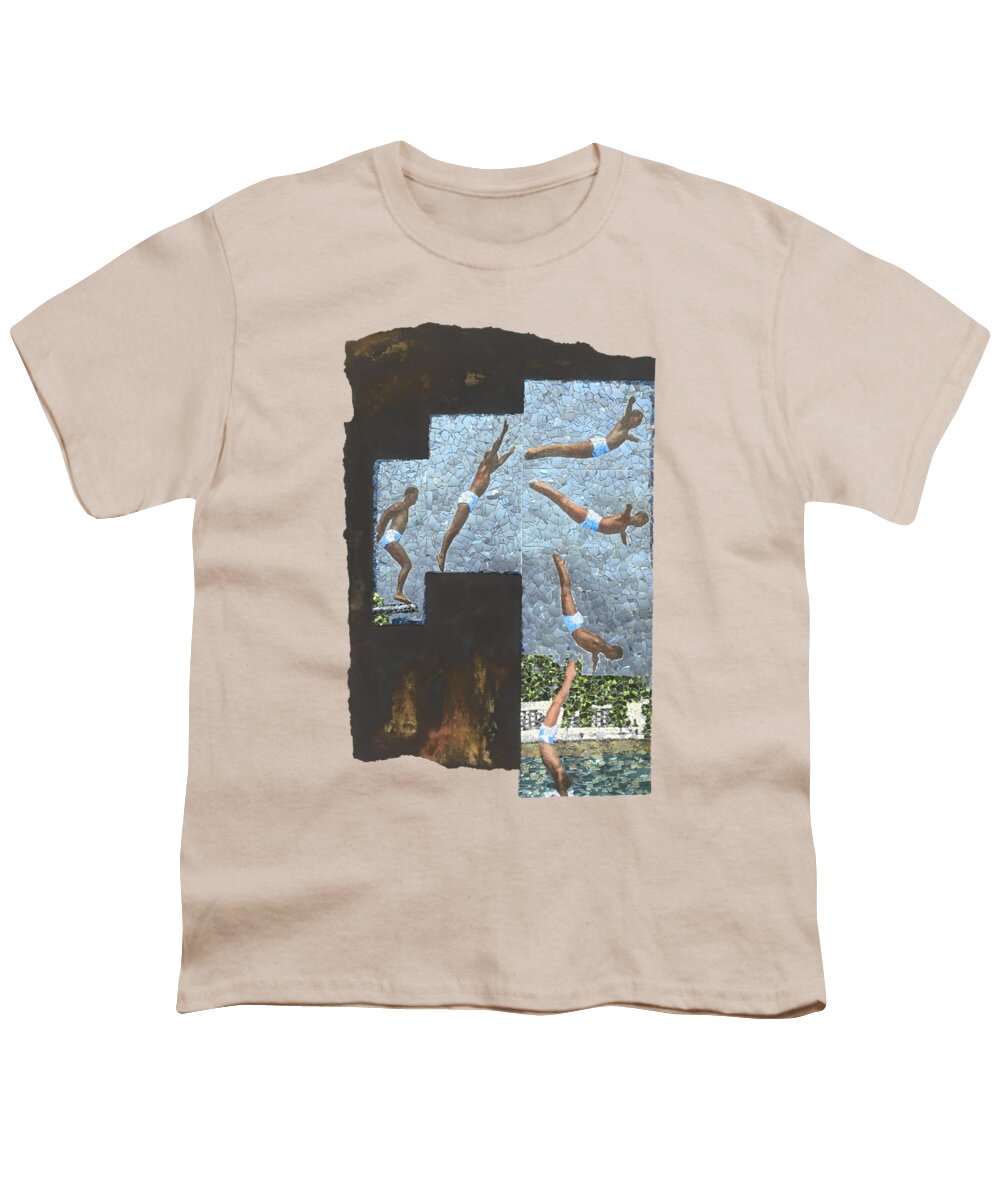 Mosaic Youth T-Shirt featuring the mixed media Fig. 60. The swan dive. by Matthew Lazure