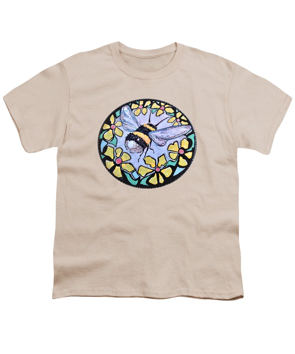 Bee Youth T-Shirt featuring the painting Flower,bee,tattoo by Stephen Grace