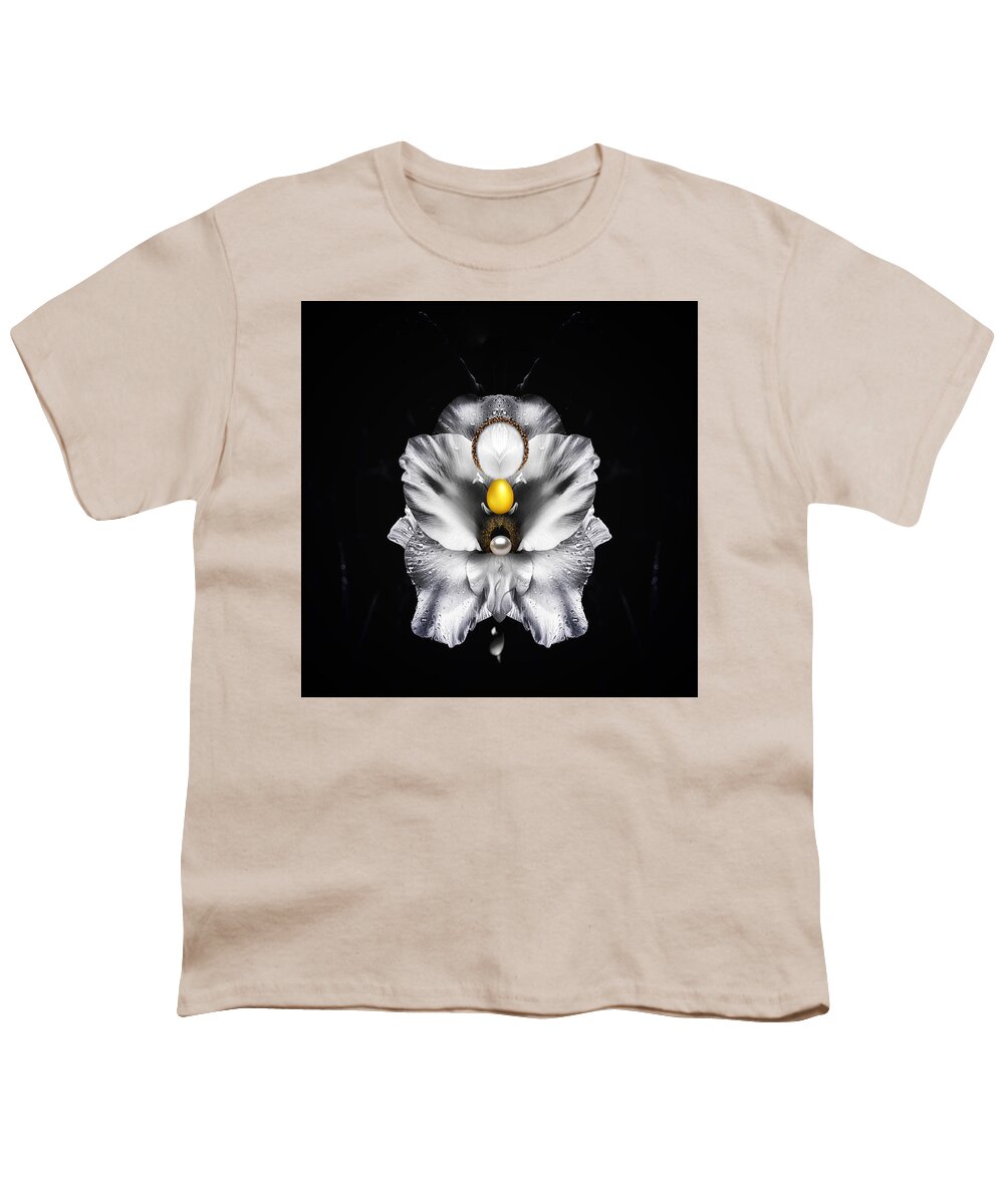 Abstract Art Youth T-Shirt featuring the mixed media Future Flora II by Canessa Thomas