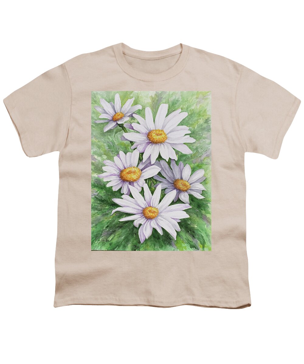 Daisy Youth T-Shirt featuring the painting Garden Daisies by Lori Taylor
