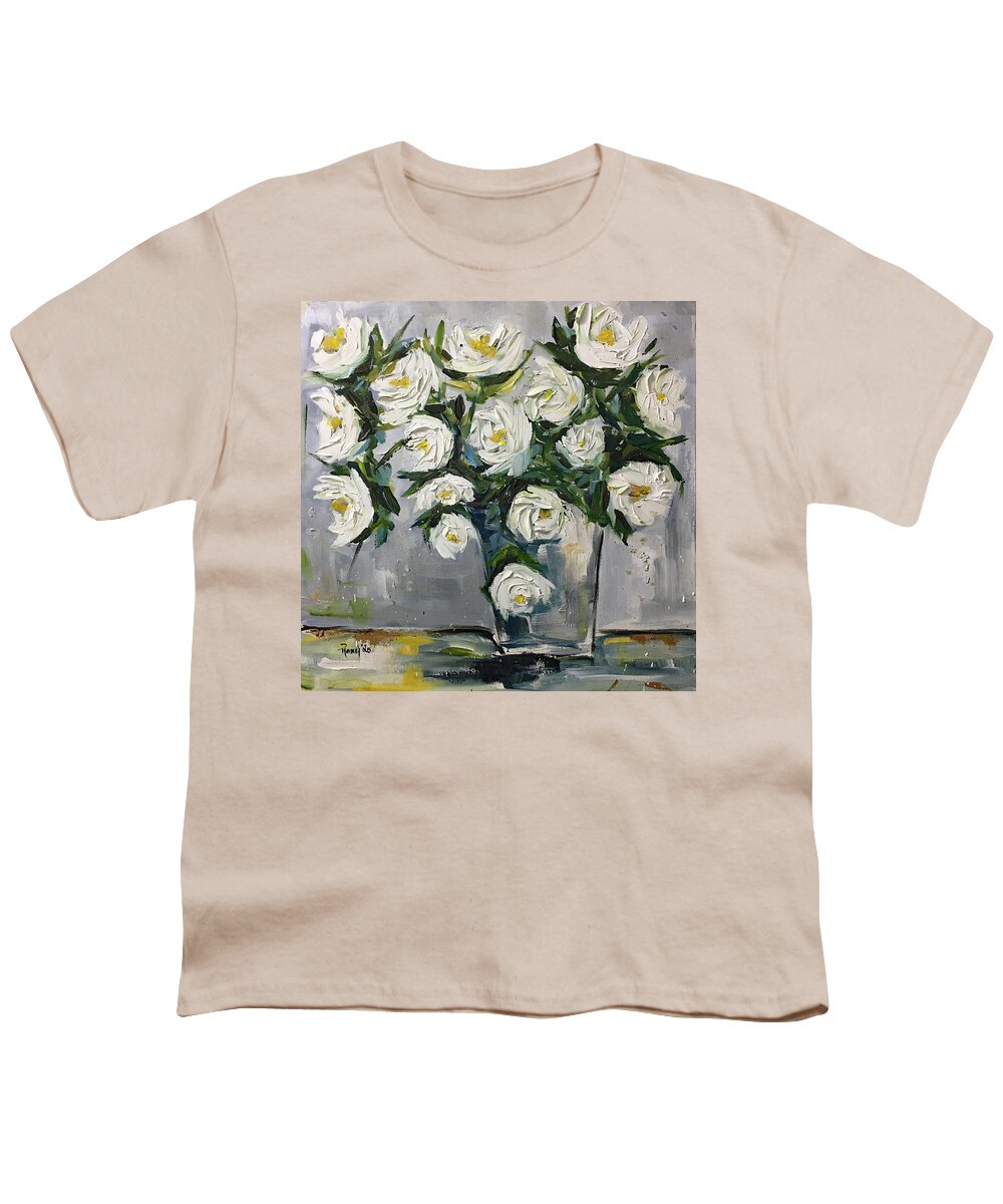 Gardenias Youth T-Shirt featuring the painting Gardenias in Bloom by Roxy Rich