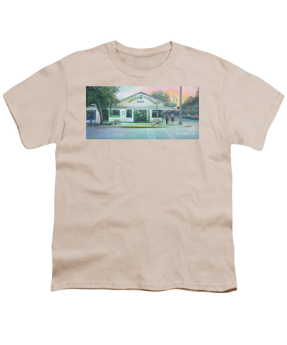 Green Parrot Bar Youth T-Shirt featuring the painting Green Parrot Bar in Key West by Patricia Ricci