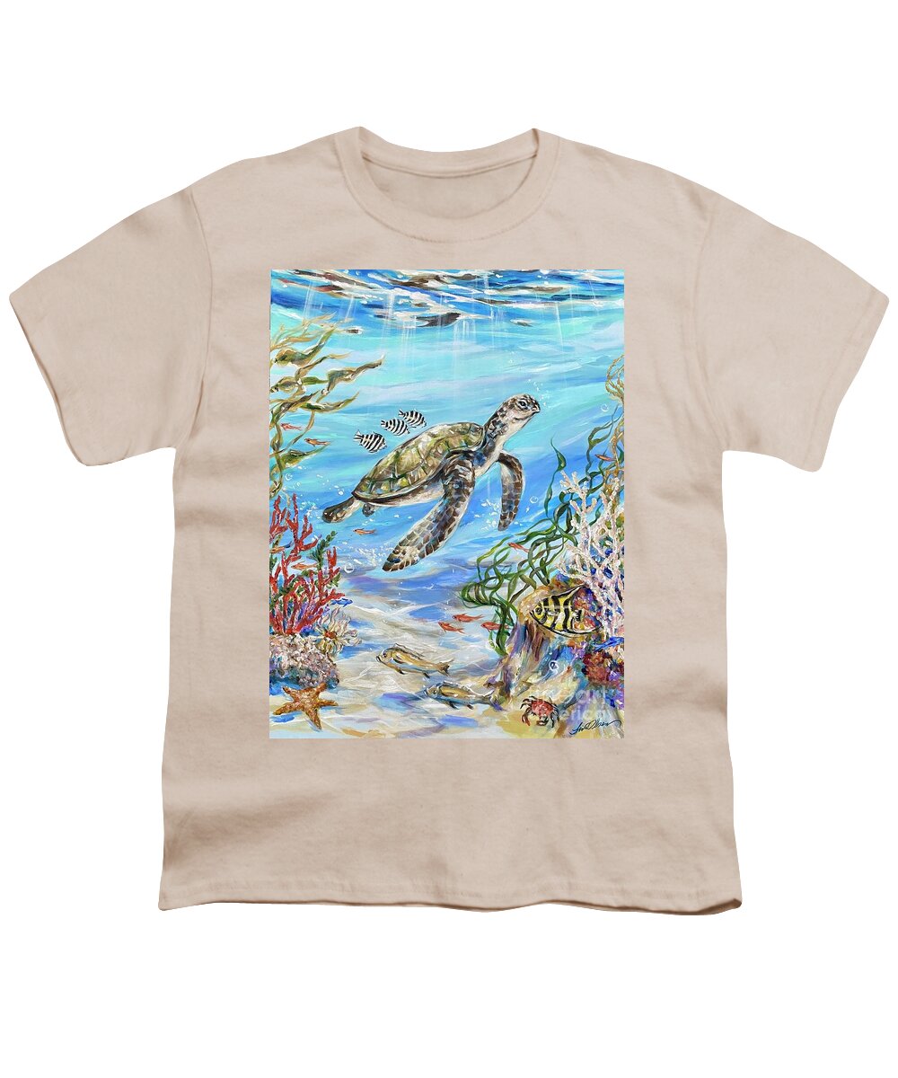 Fish Youth T-Shirt featuring the painting Hitchhikers by Linda Olsen
