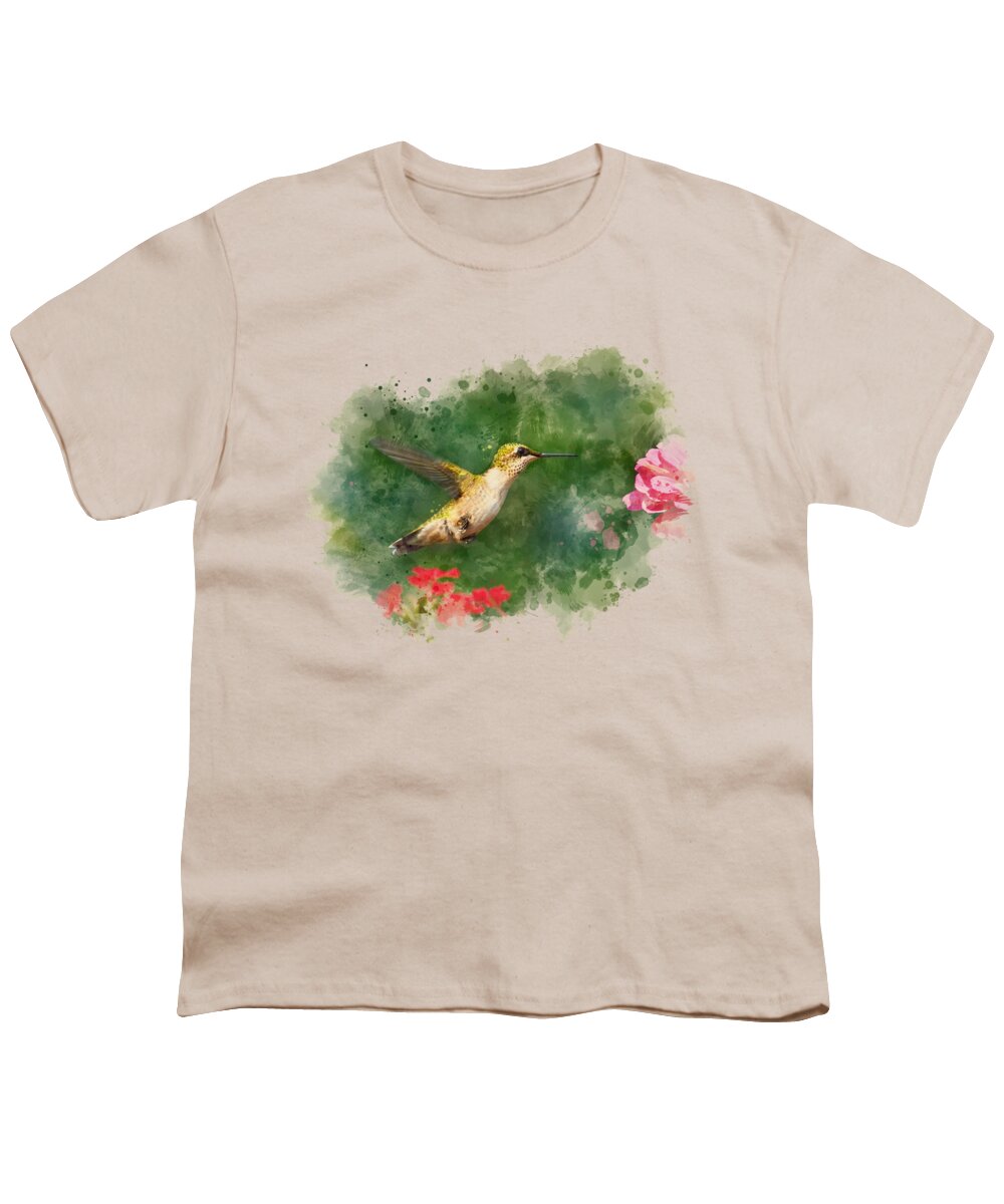 Hummingbird Youth T-Shirt featuring the mixed media Hummingbird - Watercolor Art by Christina Rollo