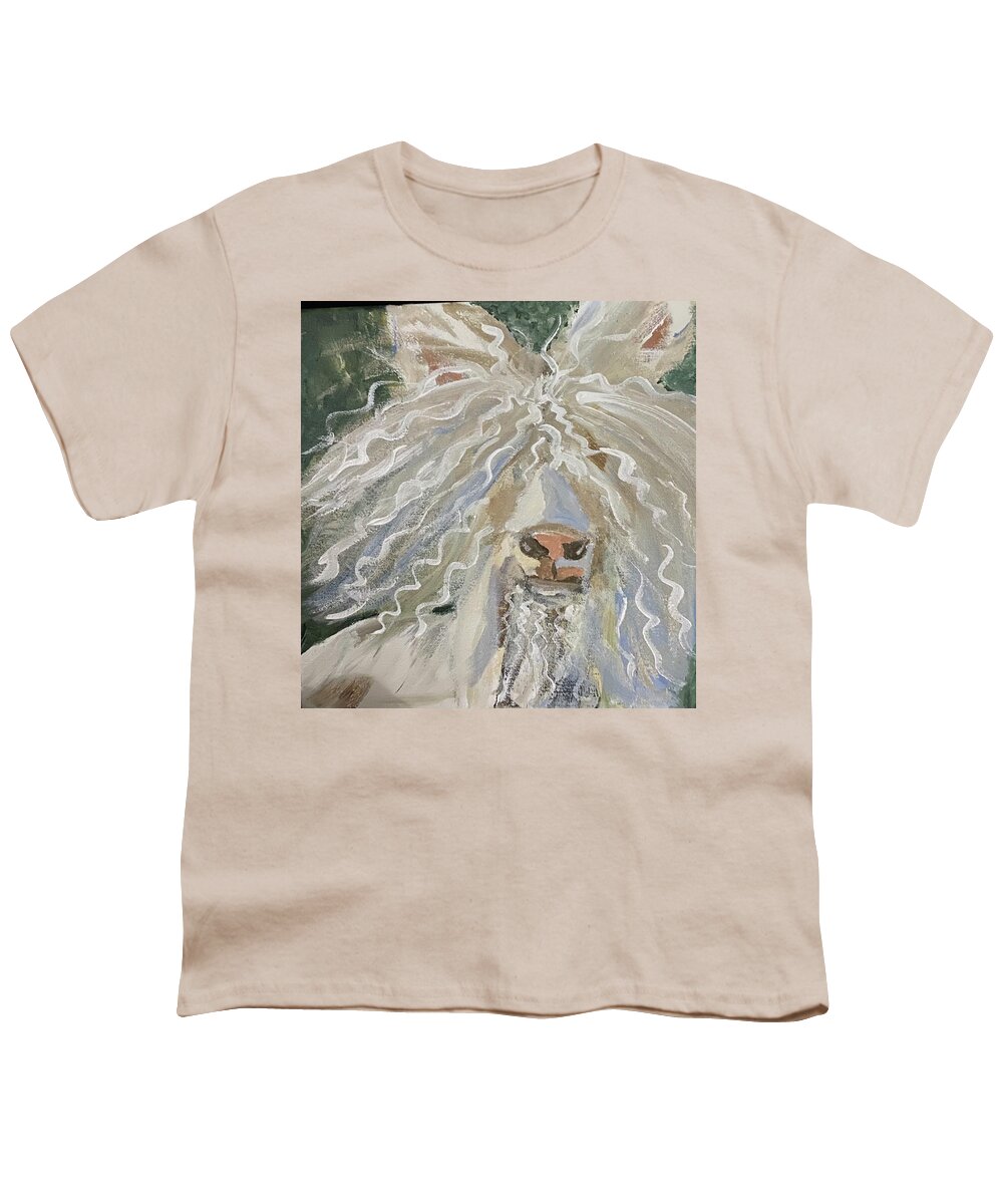 Llama Youth T-Shirt featuring the painting Identity Crisis by Kathy Bee