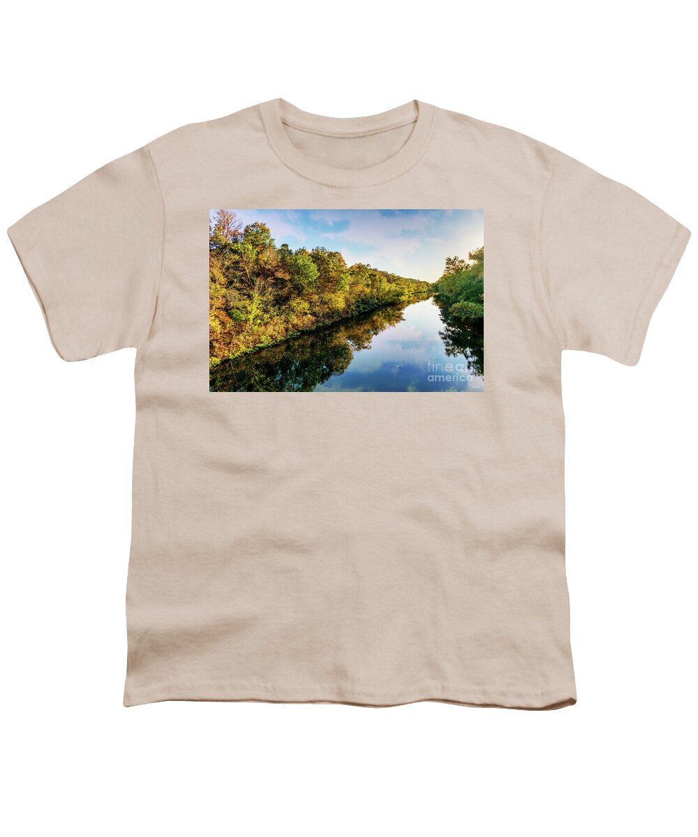 Lake Springfield Youth T-Shirt featuring the photograph Lake Springfield Autumn Reflections by Jennifer White