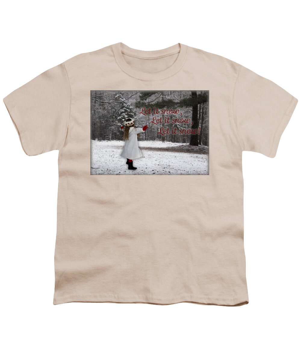 Christmas Card Youth T-Shirt featuring the digital art Let it snow by Sandra Clark