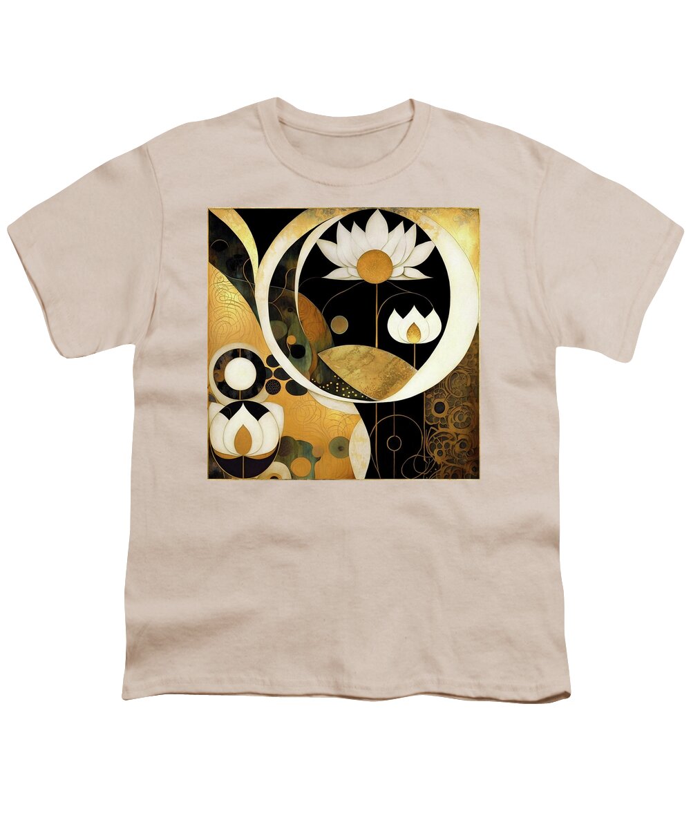 Lotus Youth T-Shirt featuring the digital art Lotus Zen - Balance in All Things by Peggy Collins