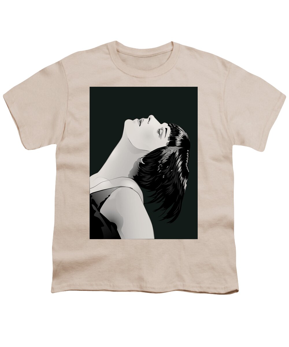 Louise Brooks Official Youth T-Shirt featuring the digital art Louise Brooks in Berlin - Onyx Pine by Louise Brooks