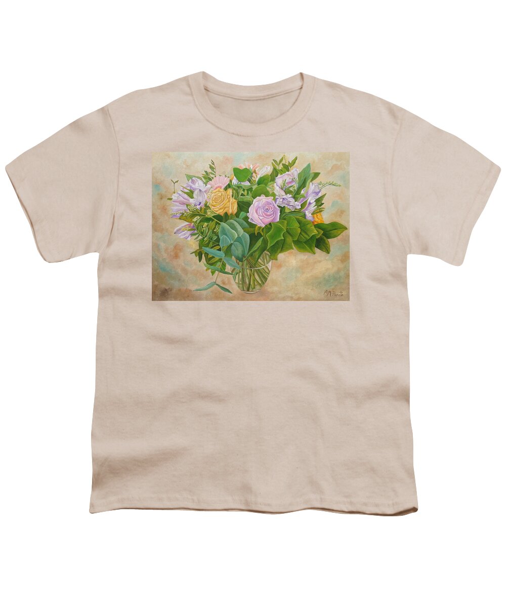 Roses Youth T-Shirt featuring the painting Love And Respect by Angeles M Pomata