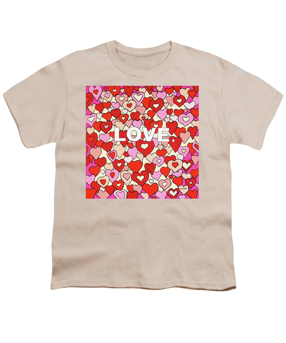 Love Youth T-Shirt featuring the painting Love by Mike Stanko
