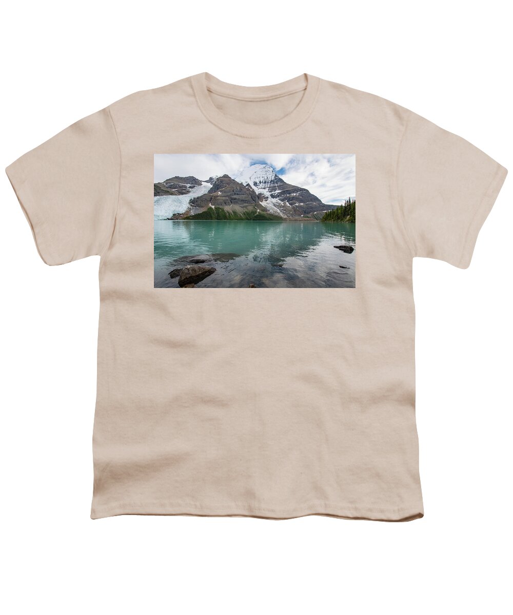 Berg Lake Youth T-Shirt featuring the photograph Mt. Robson and Berg Lake by Joan Septembre