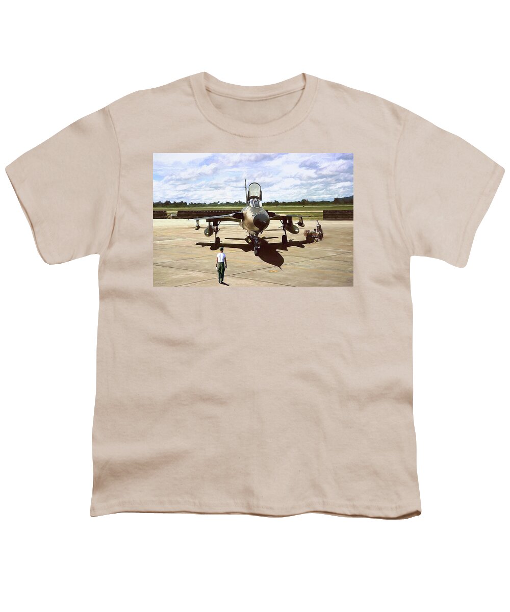 Aviation Youth T-Shirt featuring the digital art My Baby F-105 by Peter Chilelli