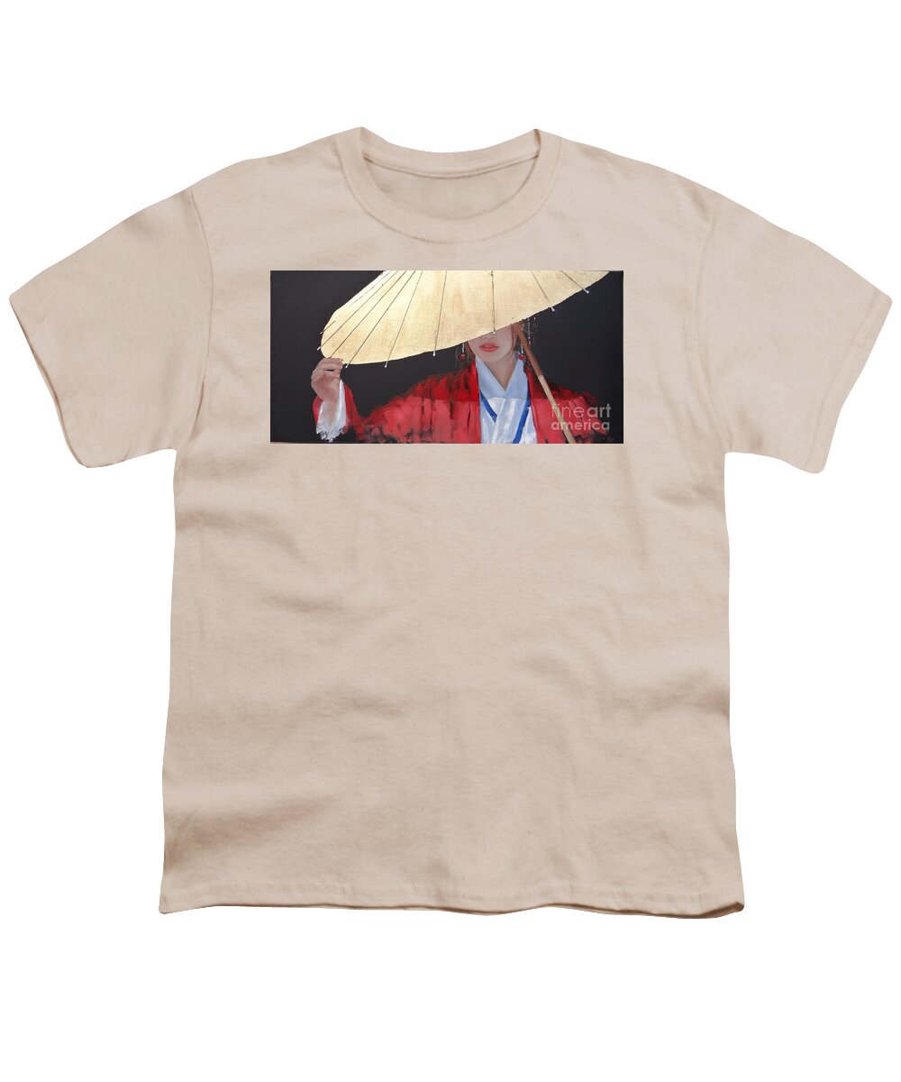 Gold Leaf Youth T-Shirt featuring the mixed media Mysterious two by Laura Lee Zanghetti