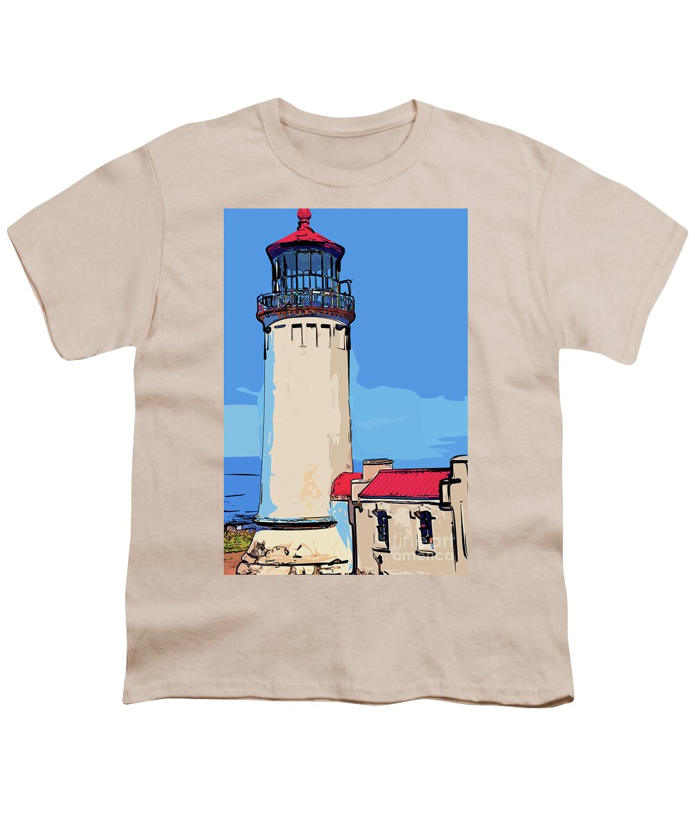 North-head Youth T-Shirt featuring the digital art North Head Lighthouse in Abstract by Kirt Tisdale
