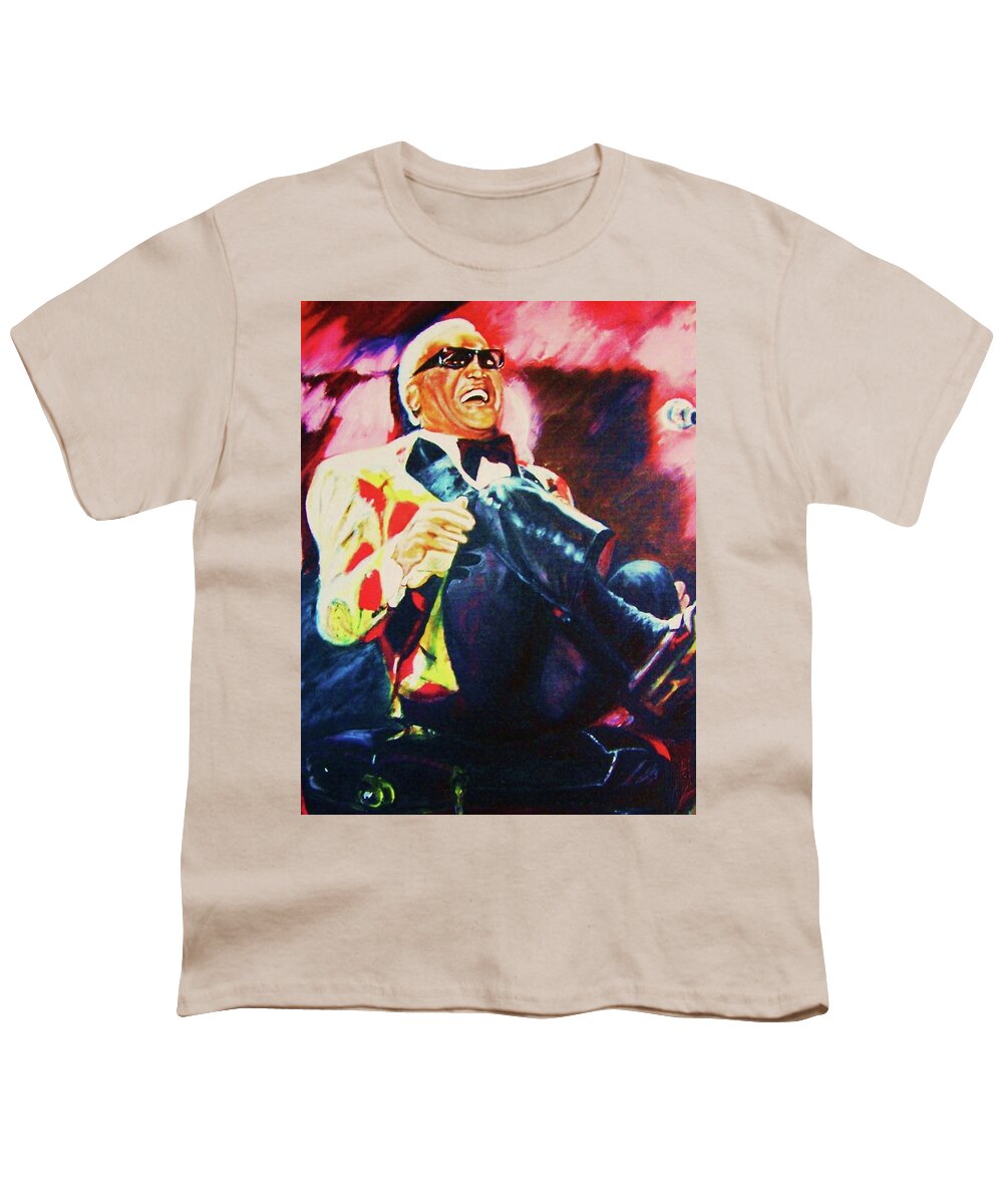 Makin It Do What It Do Youth T-Shirt featuring the painting Ray Charles by Victor Thomason