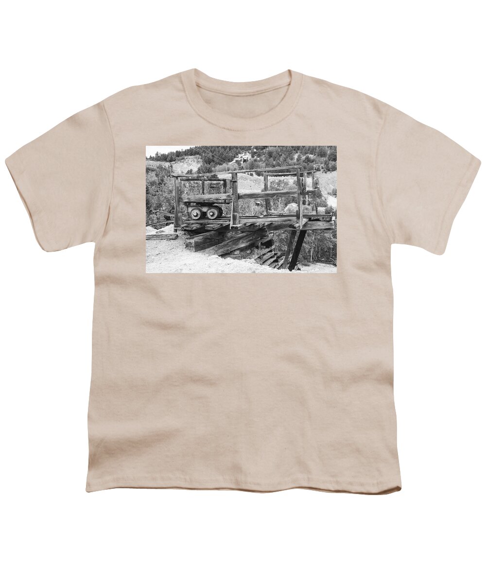 Mining Equipment Youth T-Shirt featuring the photograph Rustic Mining Cart by Cathy Anderson