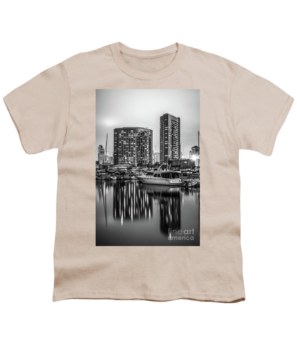 2012 Youth T-Shirt featuring the photograph San Diego Embarcadero Marina Black and White Picture by Paul Velgos