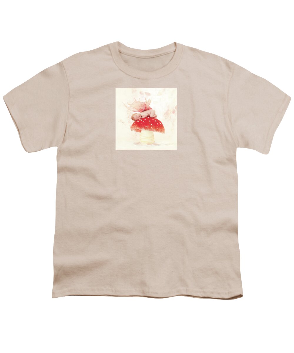 Toadstool Youth T-Shirt featuring the photograph Sleepy Toadstool Fairy by Anne Geddes