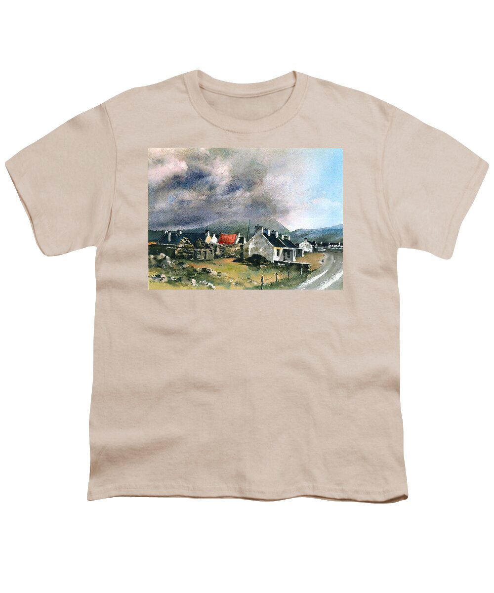  Youth T-Shirt featuring the painting Slieve Mor from Keel village, Achill by Val Byrne