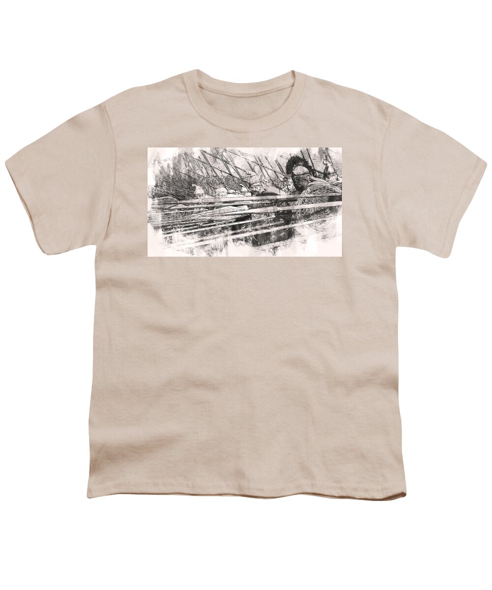 Spartan Warrior Youth T-Shirt featuring the painting Spartan Army at War - 42 by AM FineArtPrints