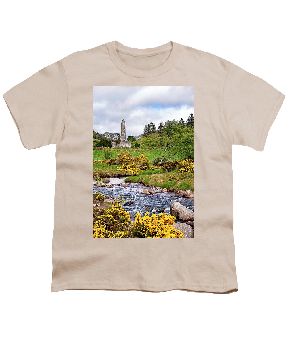 Ireland Youth T-Shirt featuring the photograph Spring Flowers of St Kevins Church by Jill Love