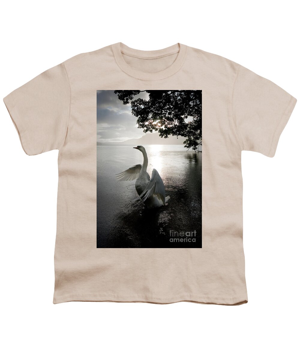 England Youth T-Shirt featuring the photograph Sunrise Swan, Ullswater by Tom Holmes Photography