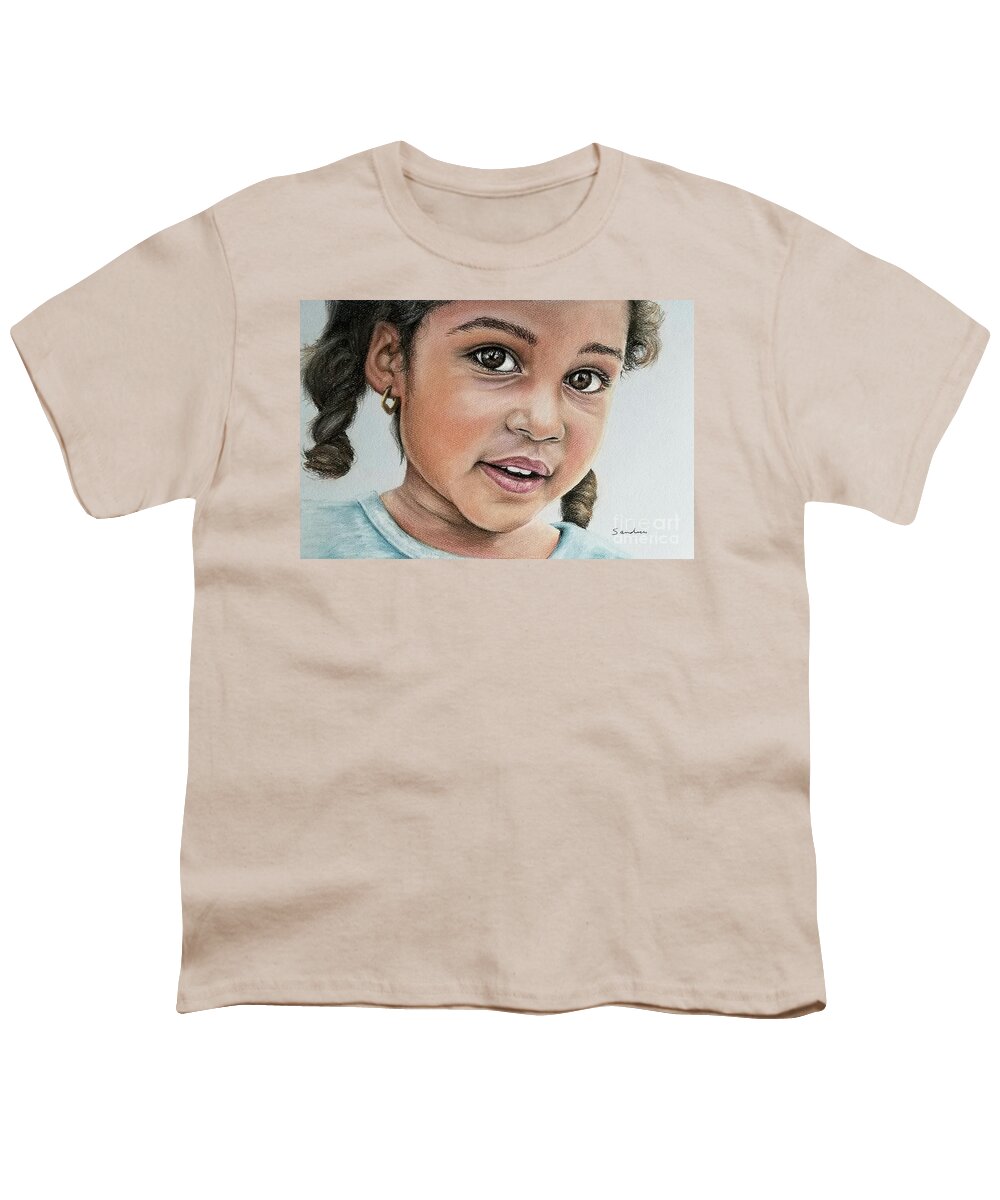 Girl Youth T-Shirt featuring the drawing Talking Eyes by Pamela Sanders