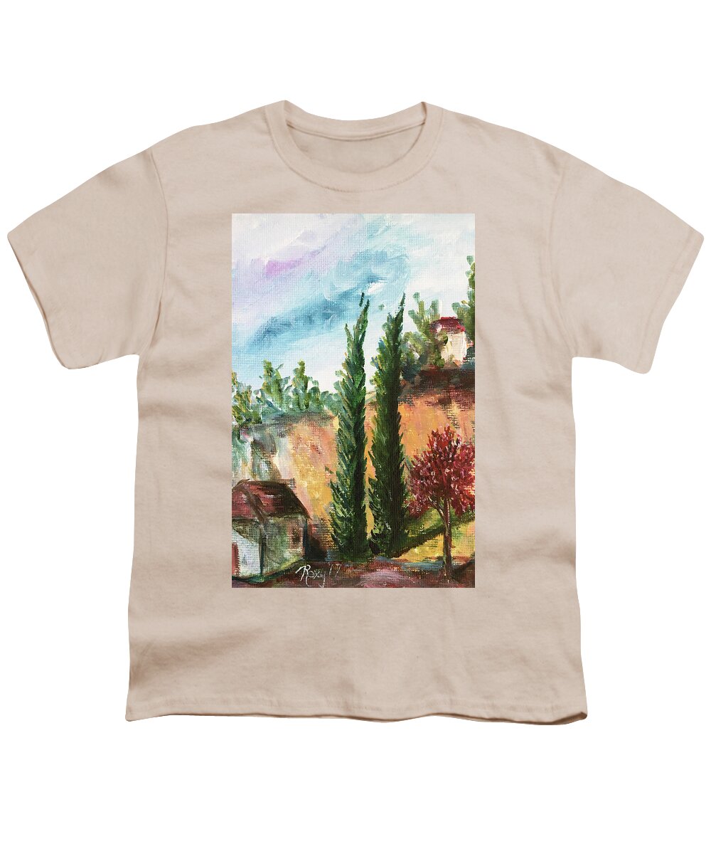 Temecula Youth T-Shirt featuring the painting Temecula Cyprus by Roxy Rich