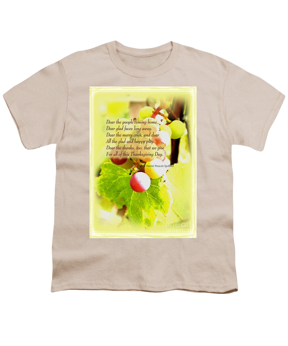 Grapes Youth T-Shirt featuring the mixed media Thanksgiving Day Poem by Kae Cheatham