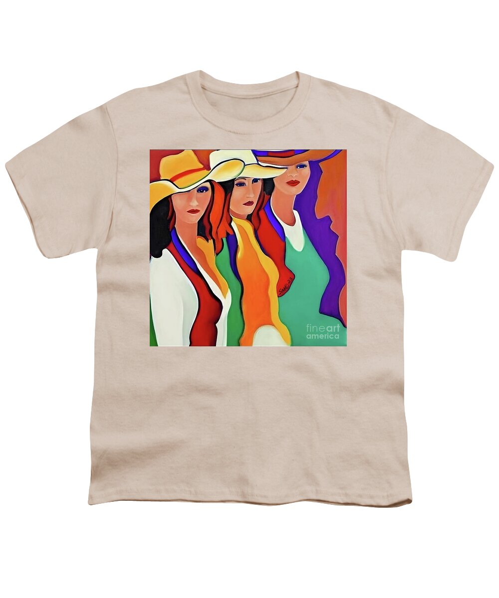 Figurative Youth T-Shirt featuring the digital art Three Texas Ladies by Stacey Mayer