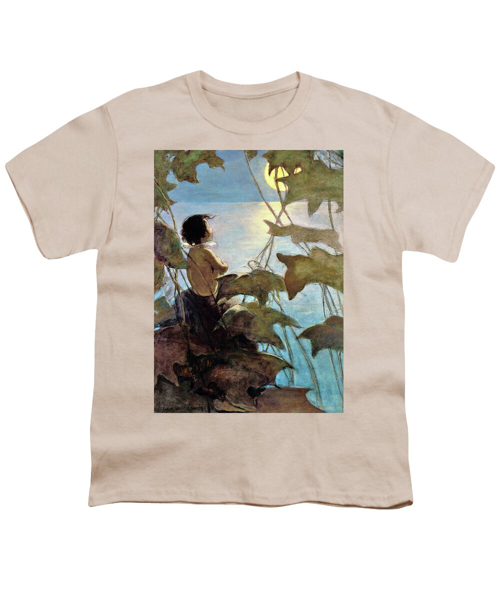 Tom Looking At The Moon Youth T-Shirt featuring the painting Tom looking at the moon - Digital Remastered Edition by Jessie Willcox Smith