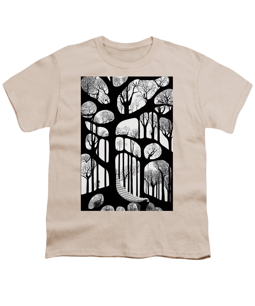 Trees Youth T-Shirt featuring the digital art Trees by Nickleen Mosher