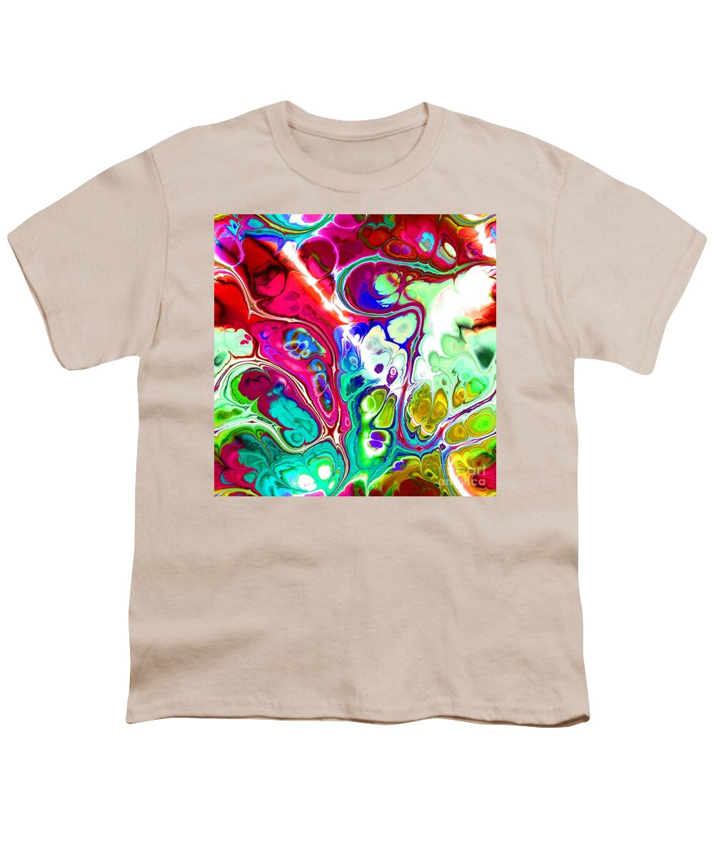 Colorful Youth T-Shirt featuring the digital art Tukiran - Funky Artistic Colorful Abstract Marble Fluid Digital Art by Sambel Pedes