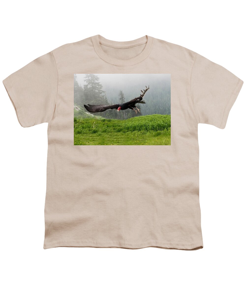 Vulture Youth T-Shirt featuring the photograph Vuture in the Valley by Judy Cuddehe