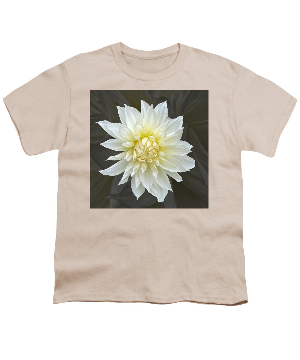 Dahlia Youth T-Shirt featuring the photograph White Cactus Dahlia by Jerry Abbott