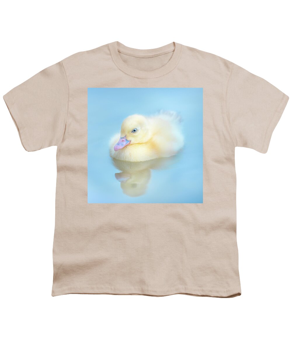 Yellow Duckling Youth T-Shirt featuring the photograph Yellow Duckling Reflections by Jordan Hill