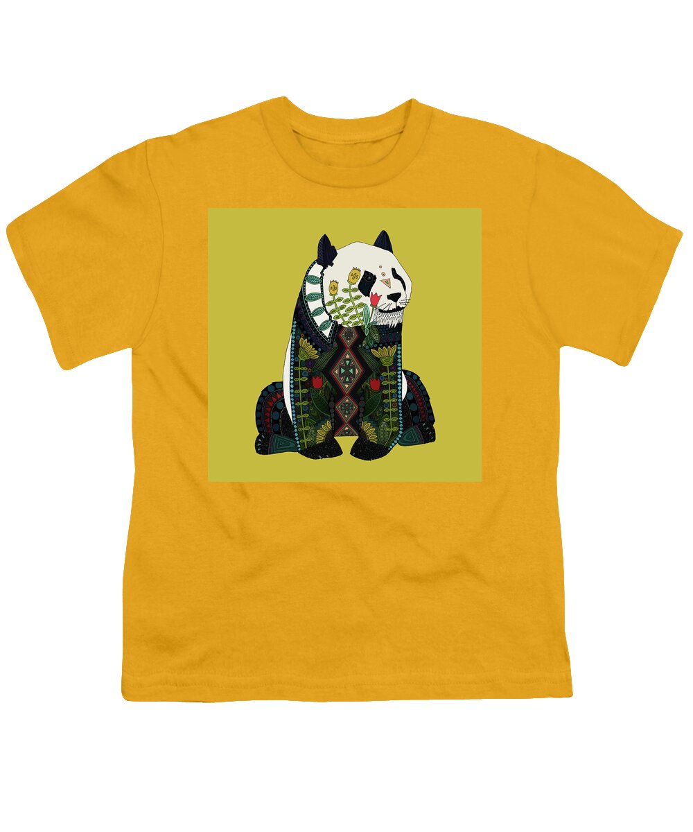 Panda Youth T-Shirt featuring the drawing Panda Ochre #1 by MGL Meiklejohn Graphics Licensing