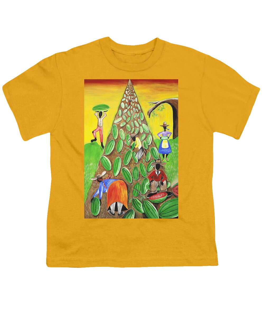 Sabree Youth T-Shirt featuring the painting Waterfall by Patricia Sabreee