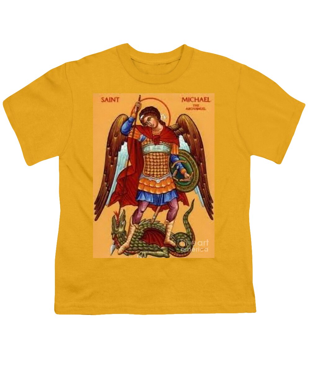 Warrior Youth T-Shirt featuring the painting Saint Michael by Matteo TOTARO