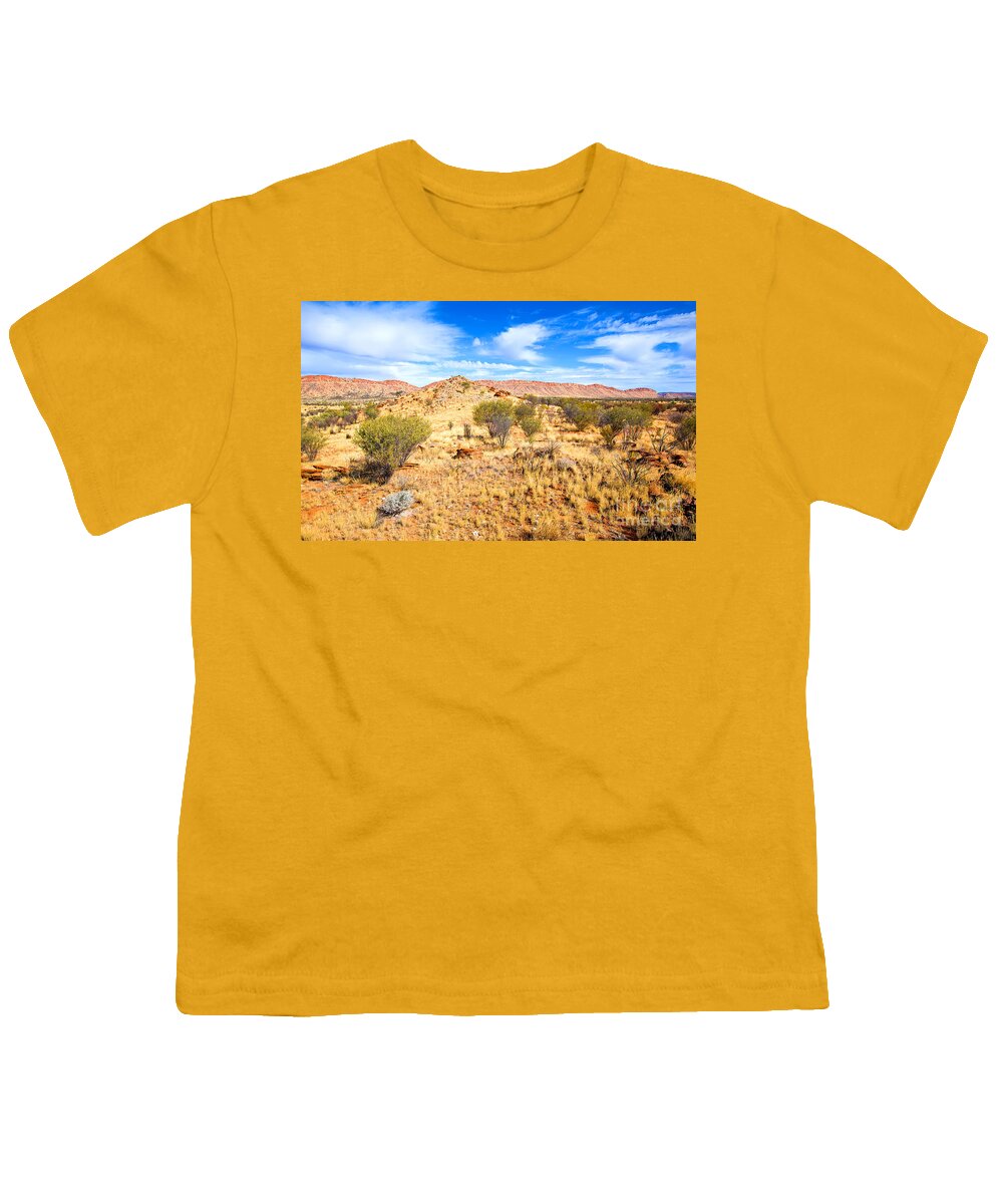 Central Australia Landscape Outback Water Hole West Mcdonnell Ranges Northern Territory Australian Landscapes Ghost Gum Trees Larapinta Drive Youth T-Shirt featuring the photograph West McDonnell Ranges Larapinta Drive by Bill Robinson