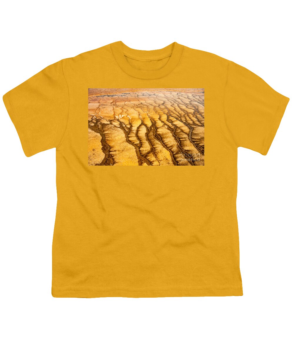 Algae Patterns Youth T-Shirt featuring the photograph Algae Patterns at the Grand Prismatic Spring in Midway Geyser Basin by Fred Stearns