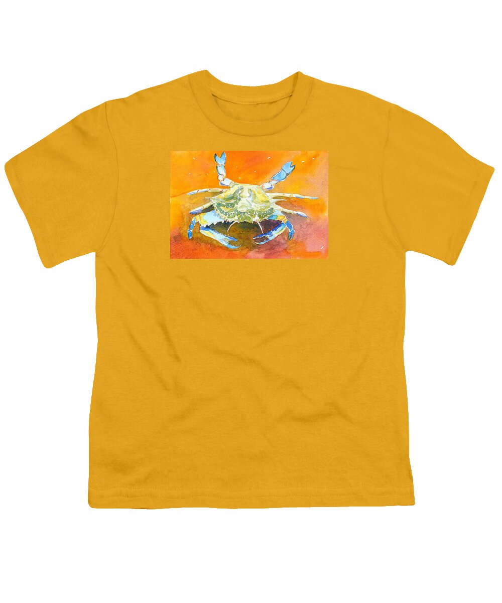 Crab Youth T-Shirt featuring the painting Blue Crab by Anne Marie Brown