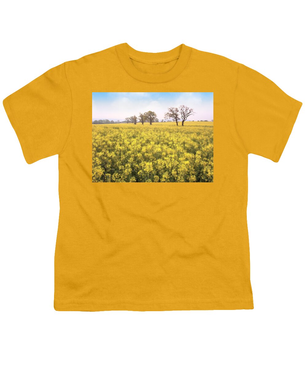 Yellow Youth T-Shirt featuring the photograph Fields of yellow by Ron Harpham
