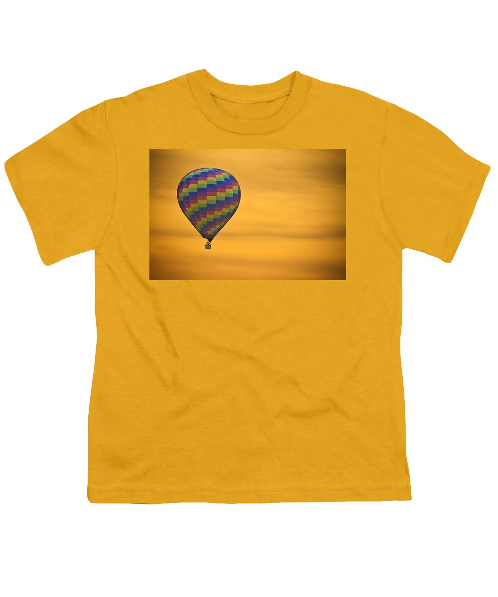 'hot Air Balloon' Youth T-Shirt featuring the photograph Hot Air Balloon Golden Flight by James BO Insogna