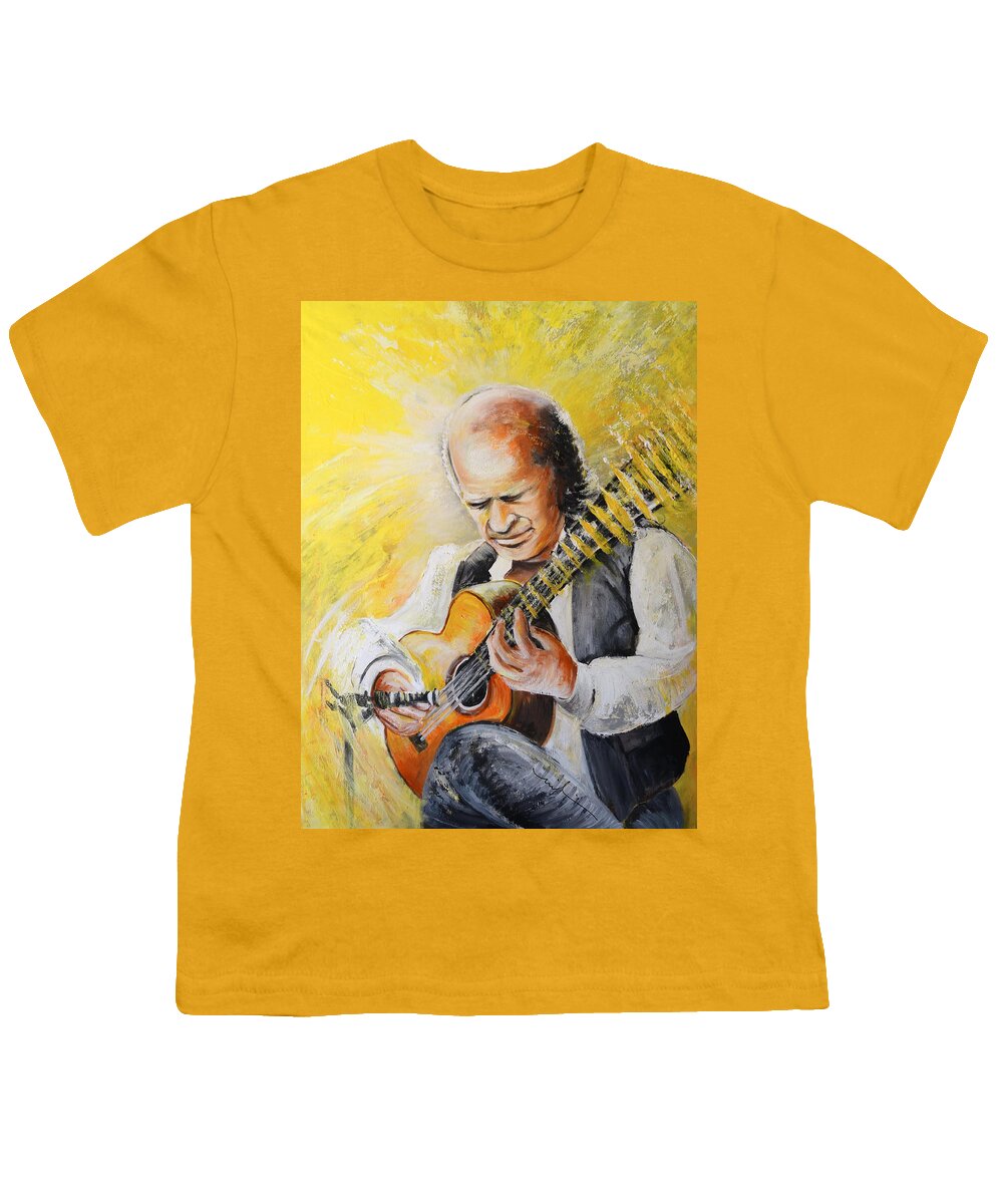 Music Youth T-Shirt featuring the painting Paco de Lucia by Miki De Goodaboom