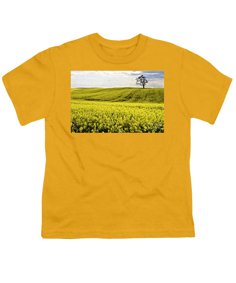 Heiko Youth T-Shirt featuring the photograph Rape landscape with lonely tree by Heiko Koehrer-Wagner