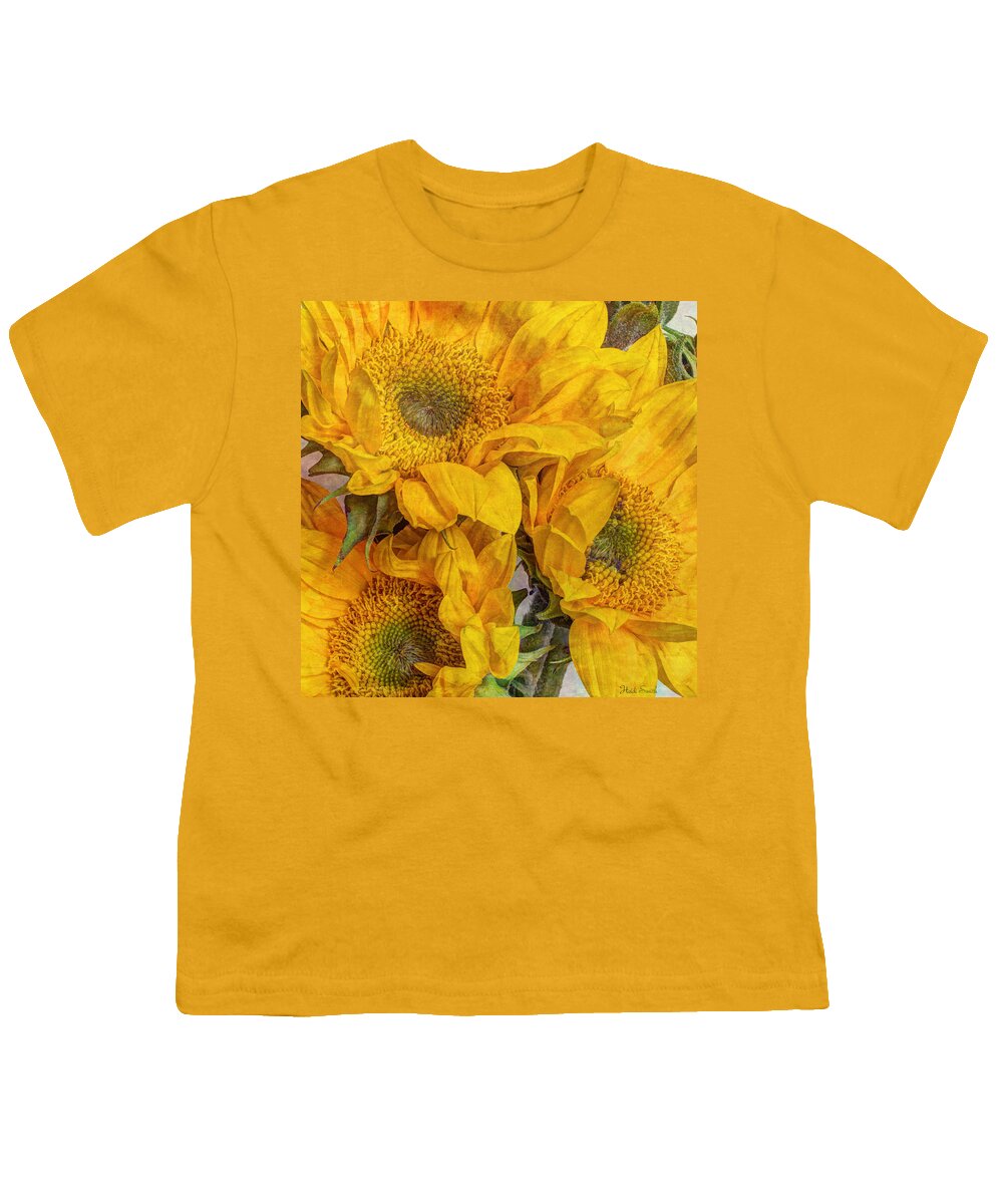 Yellow Youth T-Shirt featuring the photograph Sunflower Trio by Heidi Smith